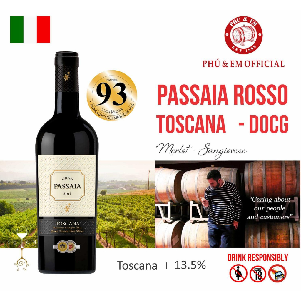 Rượu Vang Đỏ Ý Passaia Rosso Toscana