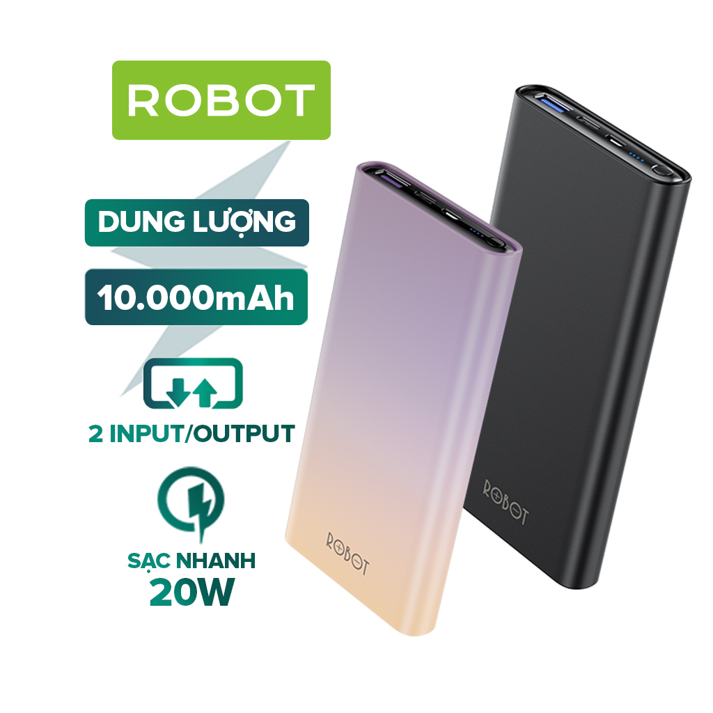 Pin Sạc Dự Phòng 10.000 mhA ROBOT RT11 Sạc Nhanh PD/QC - BẢO HÀNH 1 ĐỔI 1