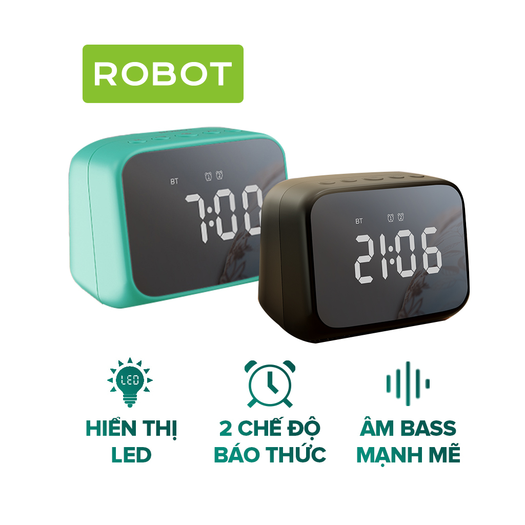 Loa Bluetooth 5.3 ROBOT RB170 Màn Hình LED Kiêm Đồng Hồ Báo Thức