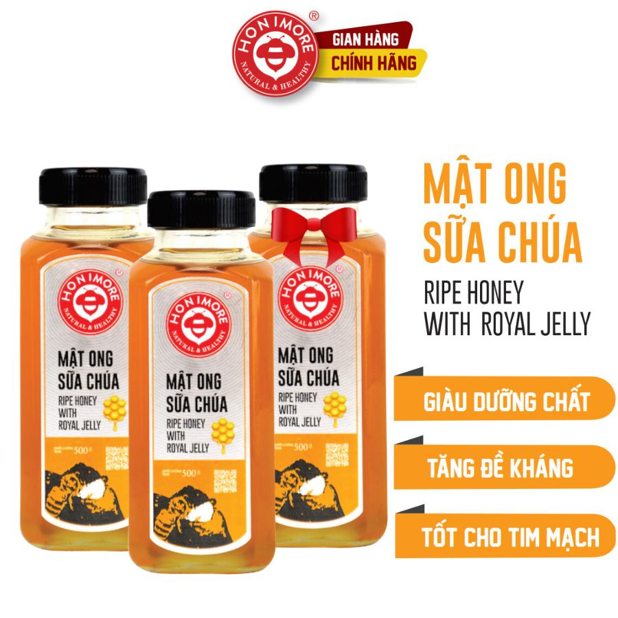 Combo 2 chai Mật ong sữa chúa Honimore 500g/chai tặng 1 chai cùng loại