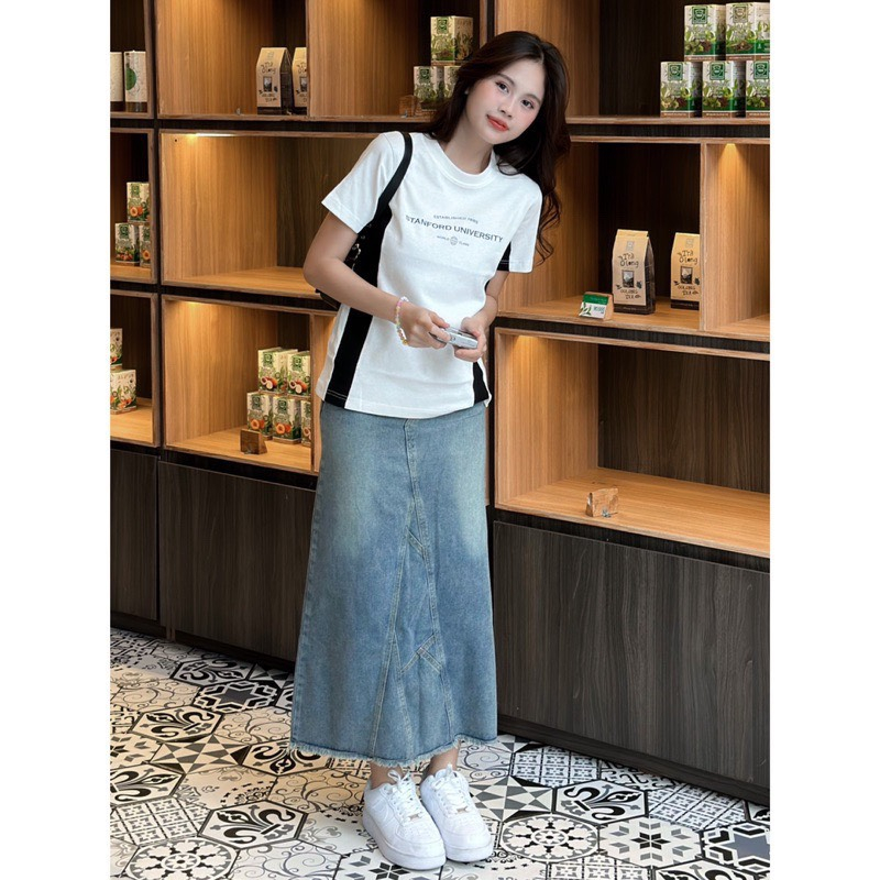 Áo thun babaytee phối thân in chữ kiểu dáng trẻ trung Aothunphoimau2131 P3K2