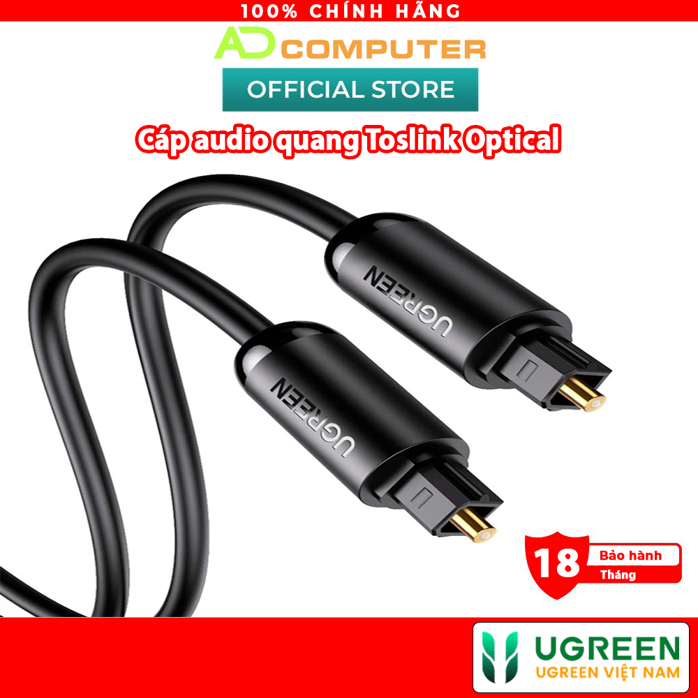 Cáp audio quang Toslink Optical hỗ trợ âm thanh 5.1/ 7.1 dài 1-3m UGREEN 70890 - Hàng phân phối chính hãng