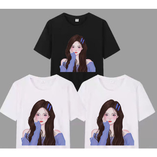Áo thun in hình cô gái fom rộng chất cotton 100% hàng loại 1