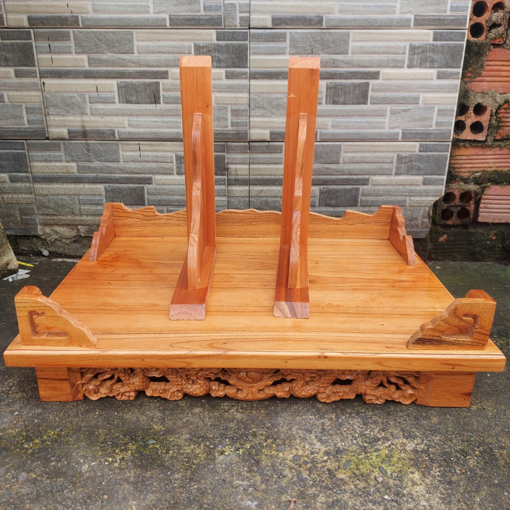 Trang treo thờ - Bàn thờ treo tường gỗ xoan chạm khắc rồng ( màu nâu đỏ) - Kèm cặp eke -  Nhiều size