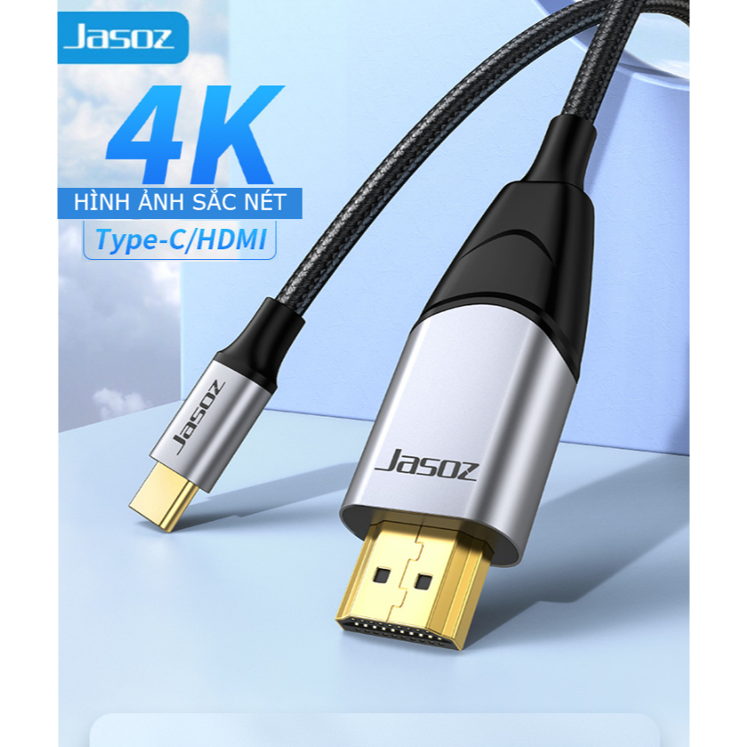 Cáp Chuyển USB Type C ra HDMI Jasoz, Xuất Video 4K, Dài 2 mét, hình ảnh sắc nét không chậm trễ, bảo hành 12 tháng