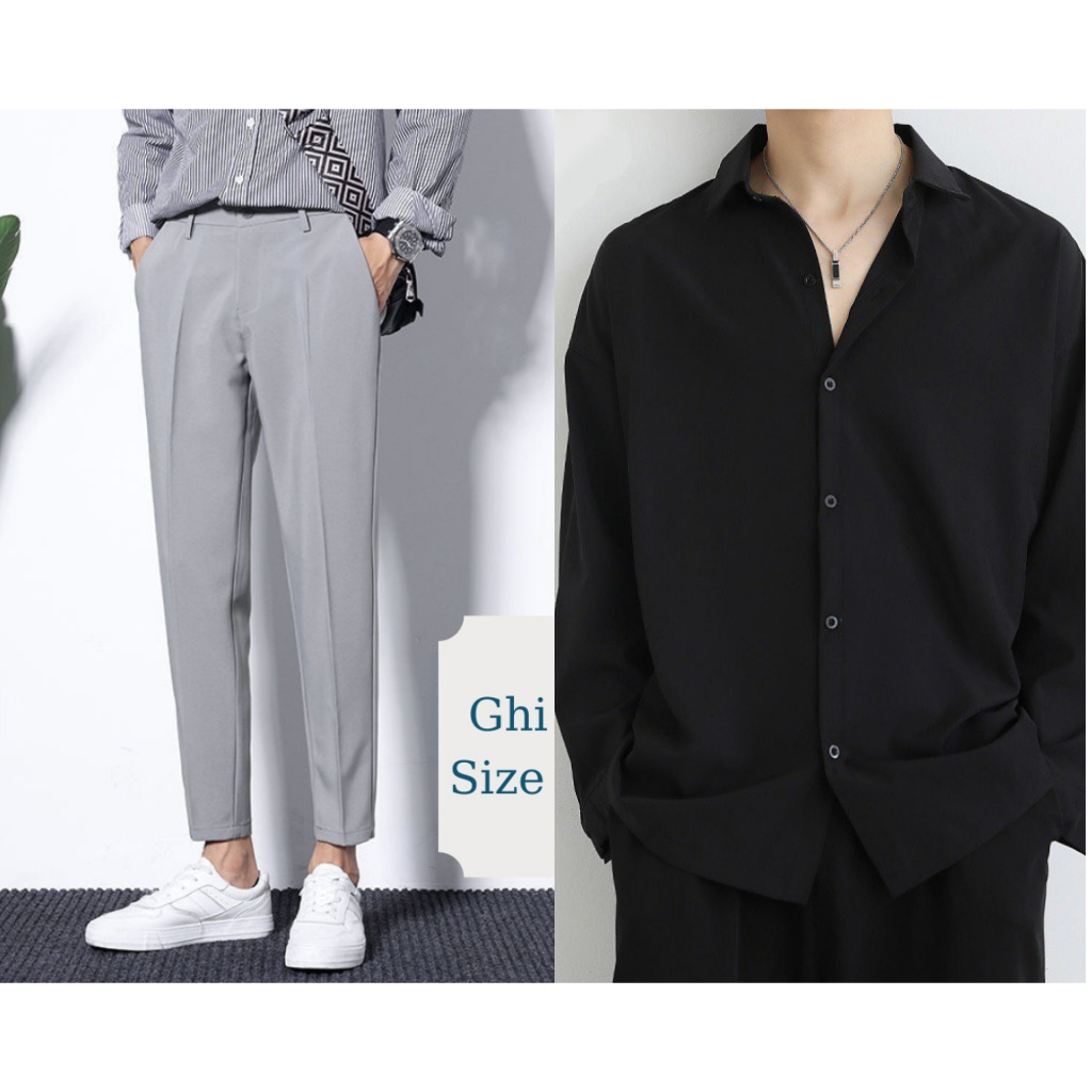 Quần âu tặng áo sơ mi cổ bẻ dài tay