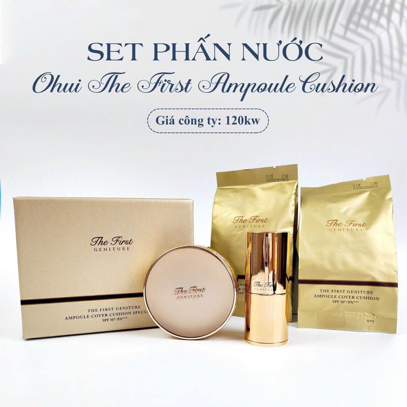 1 set phấn nước ohui the First set cushion the First cao cấp siêu che khuyết điểm mướt mịn lâu trôi spf 50+, pa4+
