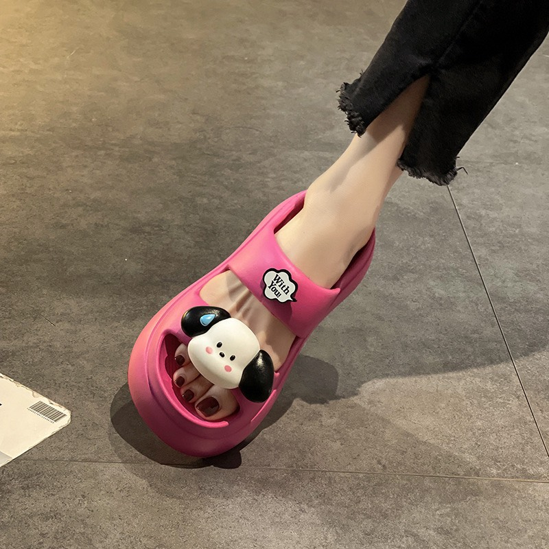 Dép bánh mì 2 quai độn đế 7cm hình cún- TĂNG 1 SIZE