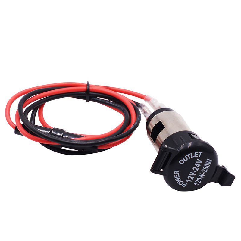 Đầu cắm tẩu sạc xe máy 12-24V  dây 60cm và cầu chì bảo vệ