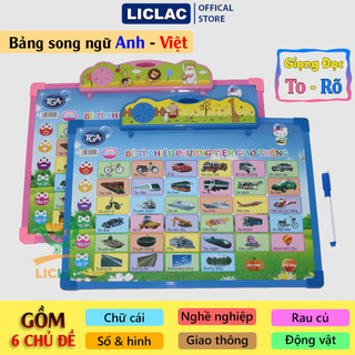 Bảng điện tử thông minh song ngữ ANH - VIỆT gồm 6 chủ đề kèm theo, Bảng tập nói cho bé giọng đọc To, Rõ, Đúng