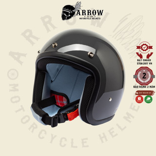 Mũ bảo hiểm 3/4 Raws arrow shop LB màu trơn thời trang cute đi phượt