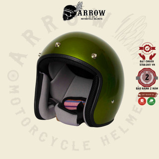 Mũ bảo hiểm 3/4 Raws arrow shop LB trơn trang cute đi phượt