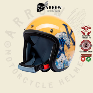 Mũ bảo hiểm 3/4 Raws arrow shop DOT tem thời trang cute đi phượt
