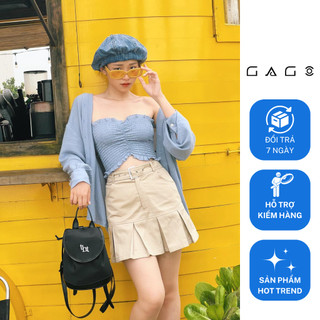 Váy mini có thắt lưng xếp lai dưới thời trang GAGO màu kem GO4370