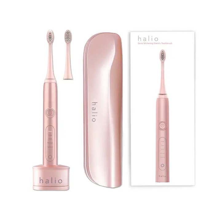 Combo Bàn Chải Điện Làm Trắng Răng Halio Sonic Whitening Toothbrush PRO Rose Gold & Đầu Bàn Chải