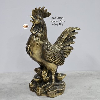 Con gà trống chữ PHÚC bằng đồng phong thuỷ