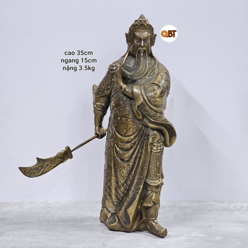 Tượng Quan Công Đứng cao 35cm bằng đồng phong thủy