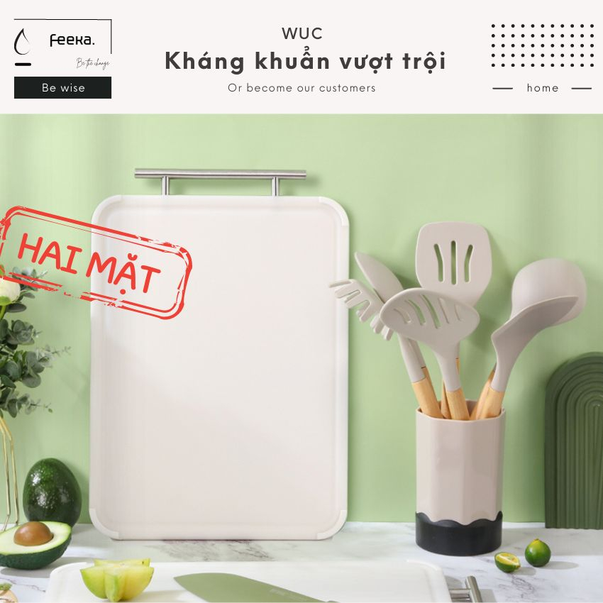 Thớt nhựa kháng khuẩn cao cấp 2 mặt có quai cầm chống trượt tốt