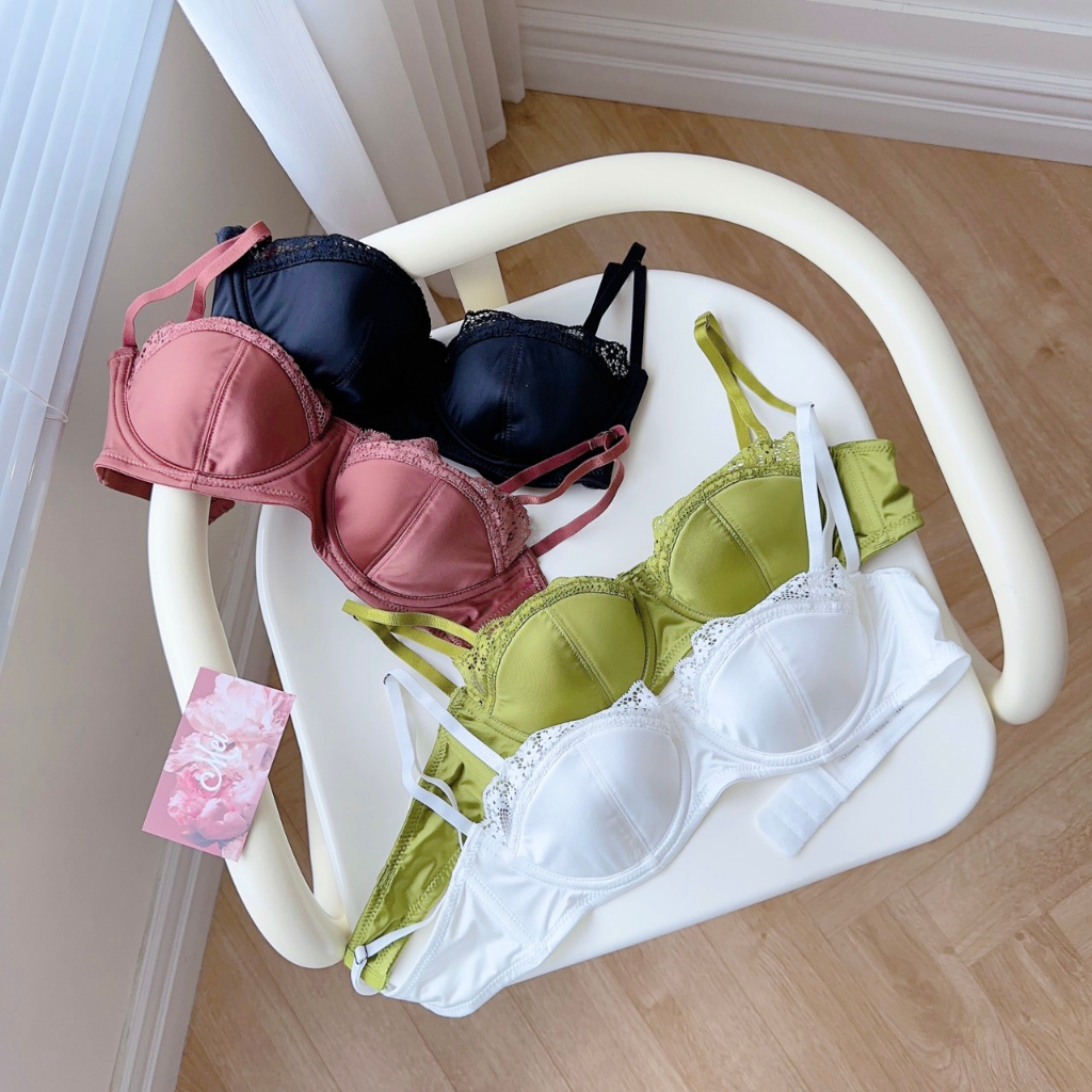 Mã VB247 bộ lót nữ đệm mỏng 0,5 cm cup ngang, có gọng nâng ngực tự nhiên sexy vải satin