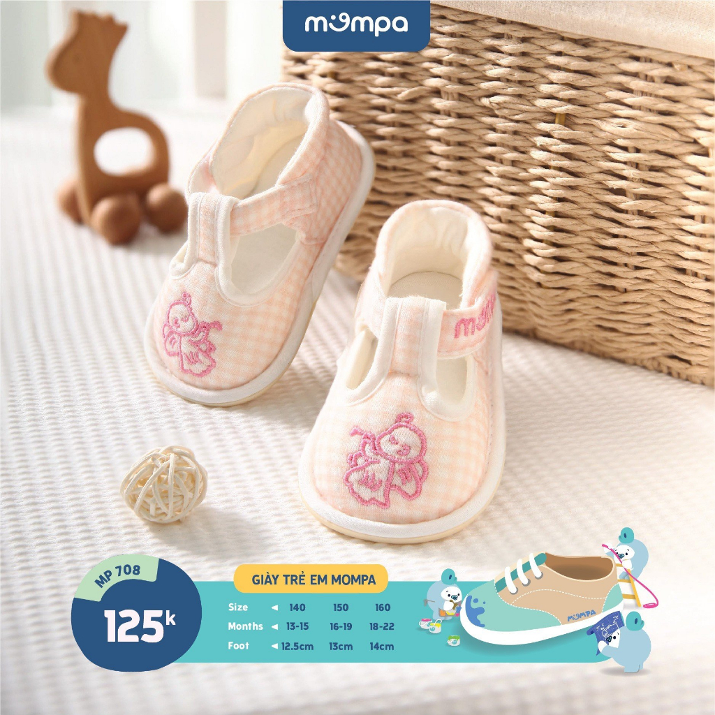 Giày sandal tập đi cho bé Mompa 13 đến 22 tháng đế mềm thoáng mát họa tiết dễ thương 708