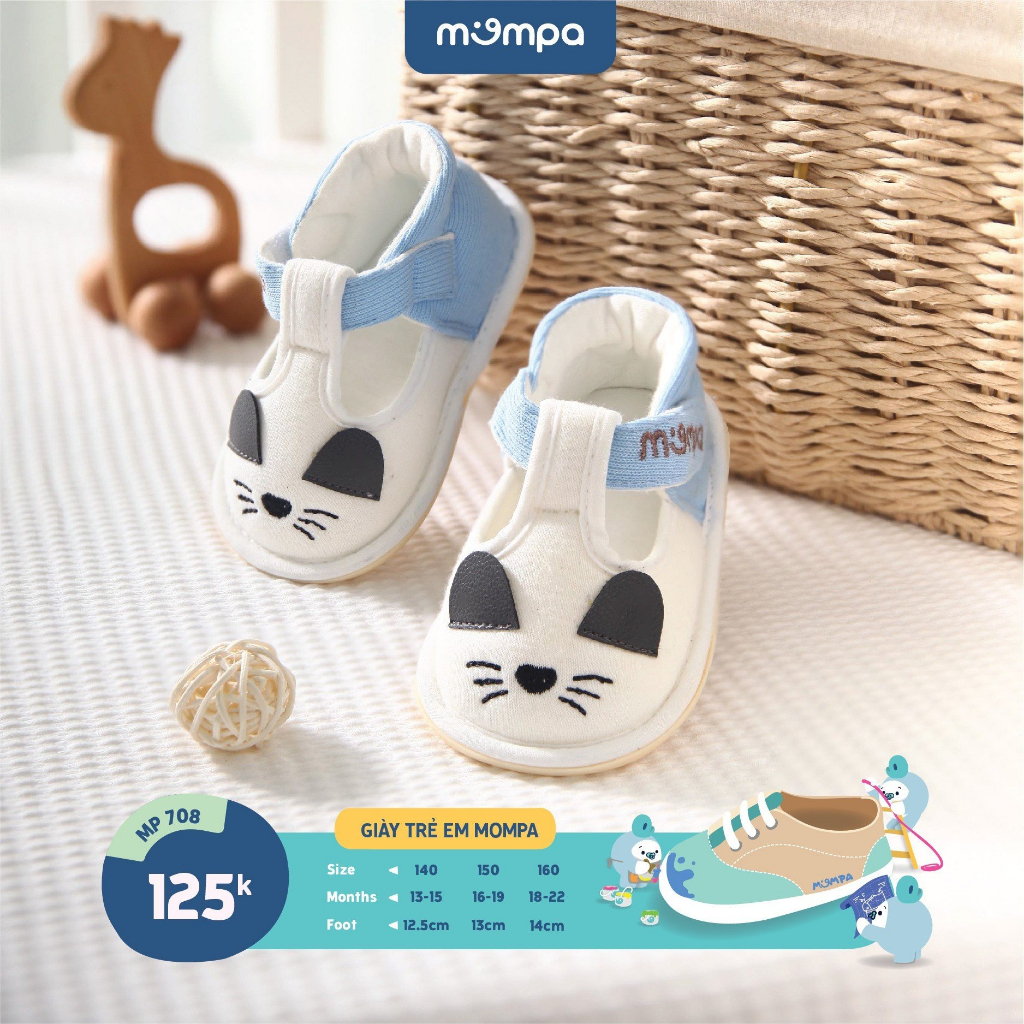 Giày sandal tập đi cho bé Mompa 13 đến 22 tháng đế mềm thoáng mát họa tiết dễ thương 708