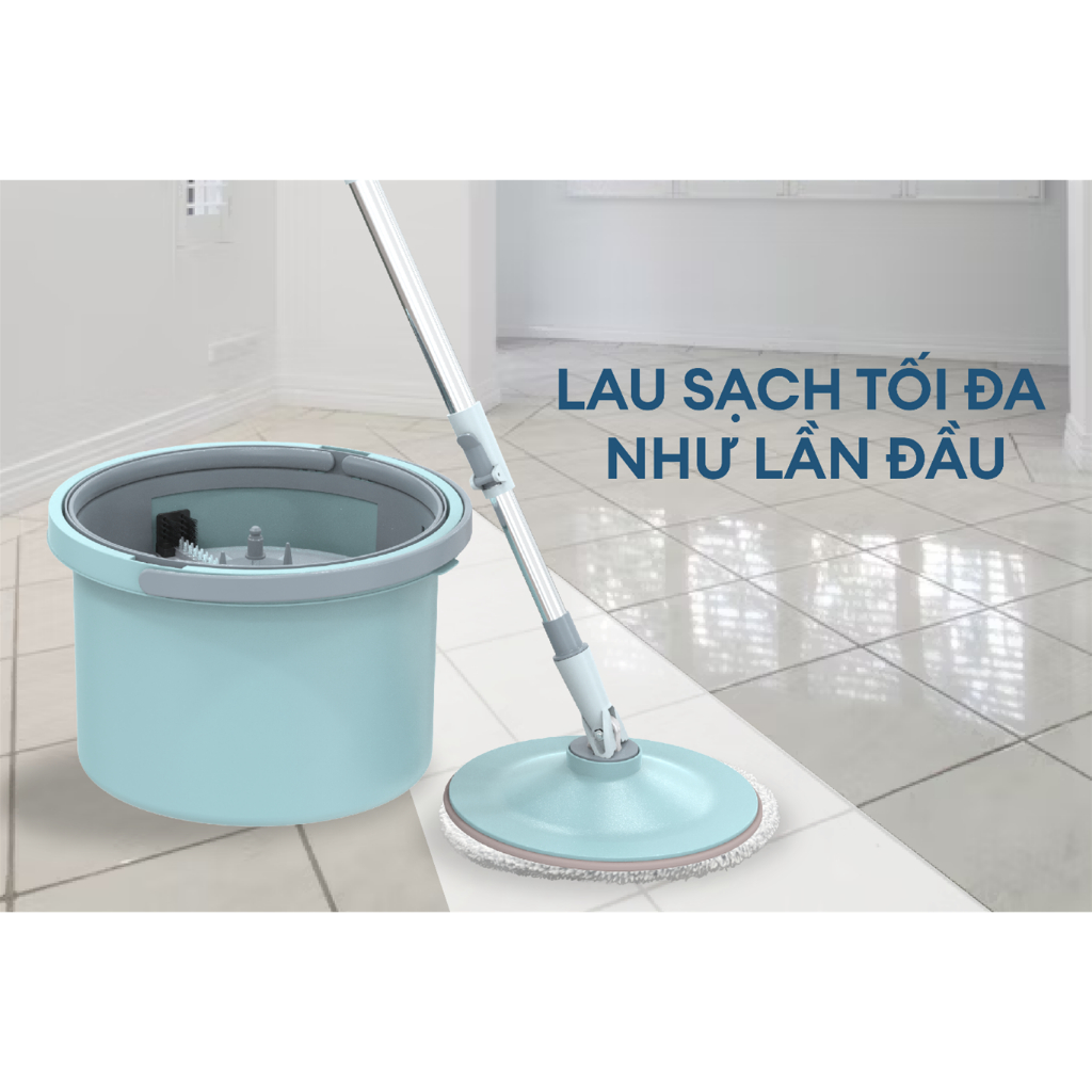 Bộ lau nhà xoay 360 độ thông minh 2 bông lau SUNHOUSE KS-CL235PB - Bảo hành chính hãng 6 tháng