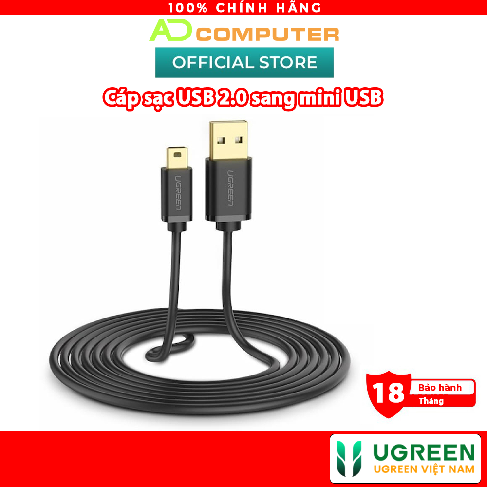 Cáp sạc USB 2.0 sang mini USB UGREEN US132 - Hàng phân phối chính hãng - Bảo hành 18 tháng