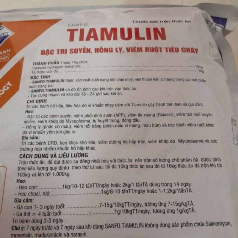 Tiamulin 10% 100g hen suyễn, hồng lỵ, tiêu chảy