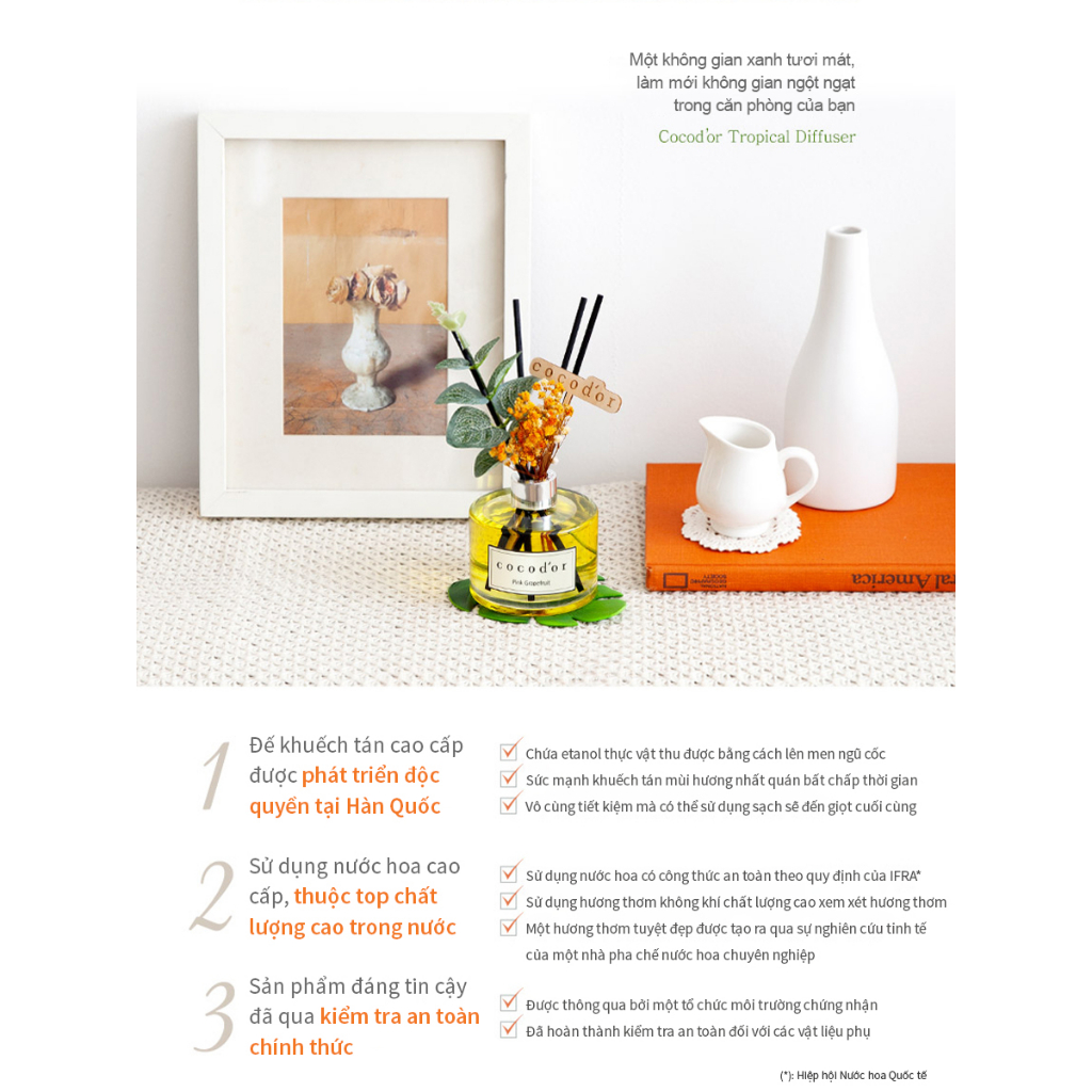 Tinh dầu tán hương Cocodor tropical diffuser 200ml thơm phòng, tỏa hương thư giãn_Mỹ phẩm Hàn Quốc chính hãng