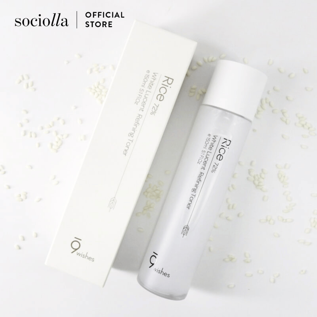 Nước Hoa Hồng Rice 72% 9 Wishes White Lucent Refining Toner 150ml