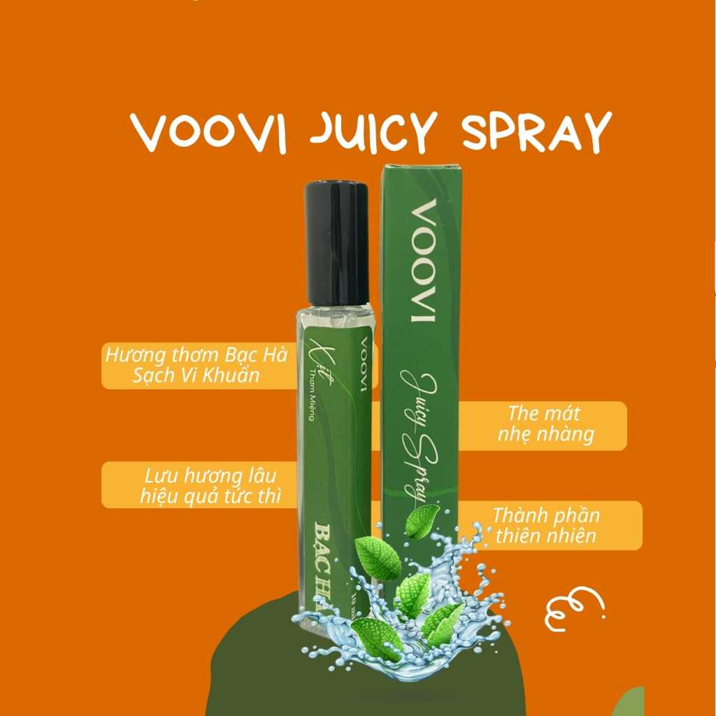 Xịt thơm miệng Voovi Juicy Spray hơi thở thơm mát hương trái cây 10ml