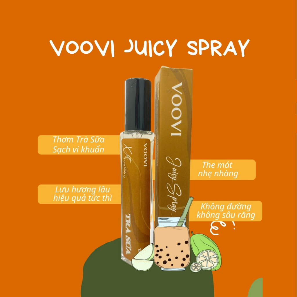 Xịt thơm miệng Voovi Juicy Spray hơi thở thơm mát hương trái cây 10ml