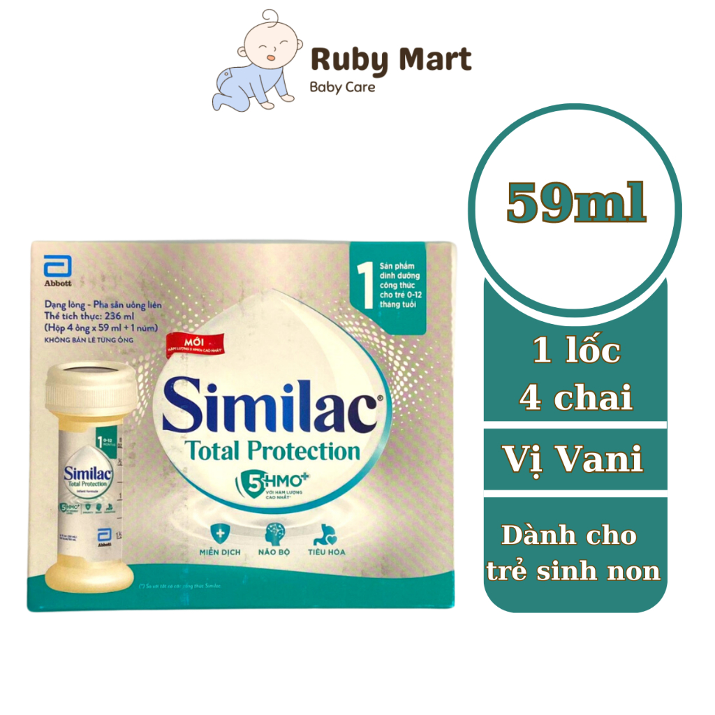 Lốc 4 ống sữa similac nước Total Protection dành cho bé sinh mổ hoặc sức để kháng kém
