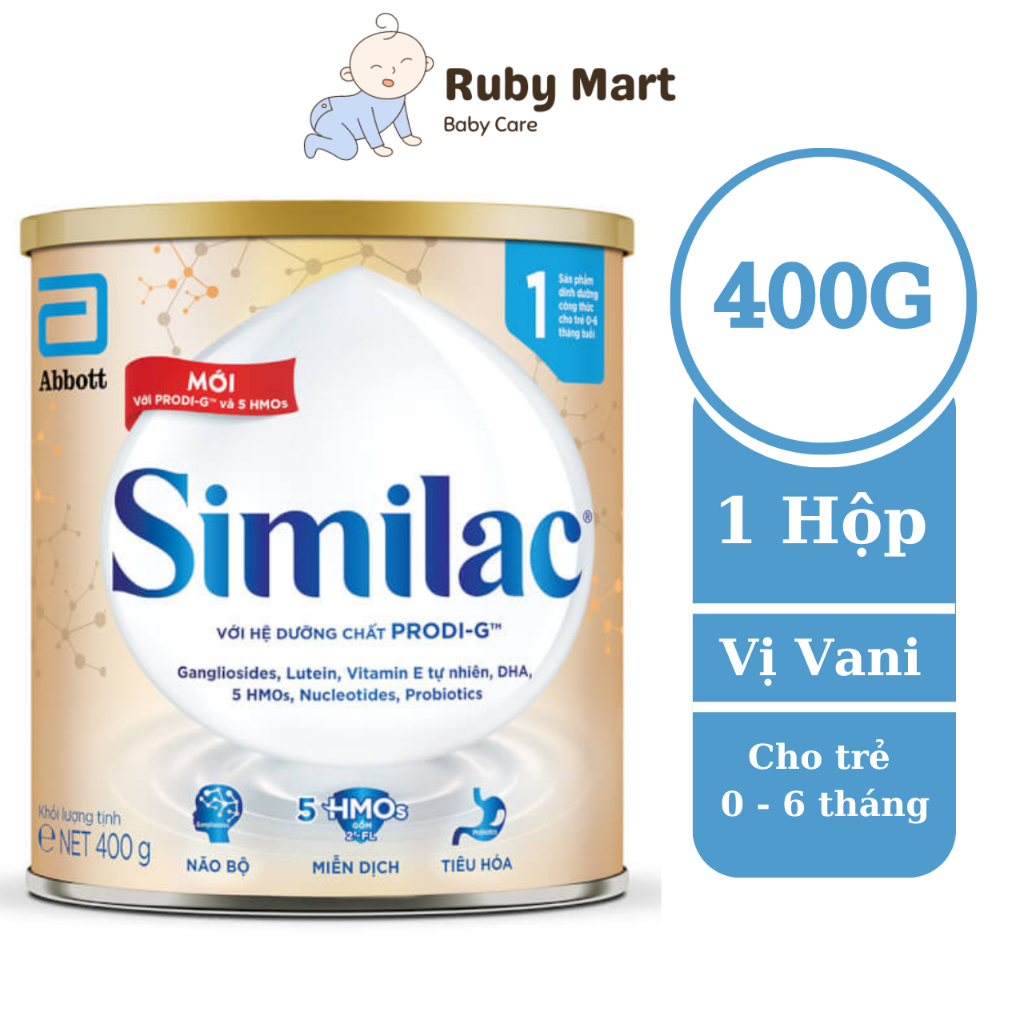 [Date T8/25] Sữa bột Similac 1 400g đột phá dinh dưỡng 5G cho trẻ từ 0-6 tháng tuổi miễn dịch khỏe nhanh trí tựa "5G"
