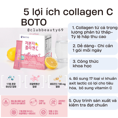 Hộp 30 gói collagen C Boto vị chanh đẹp da