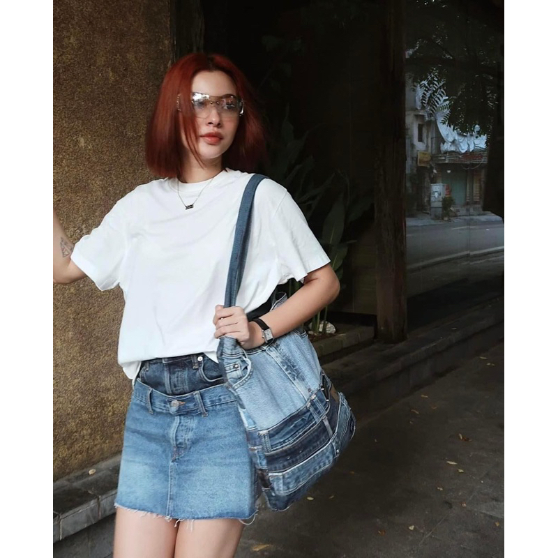 Chân váy Zara denim jeans bò ngắn 2 cạp Zara xuất C030