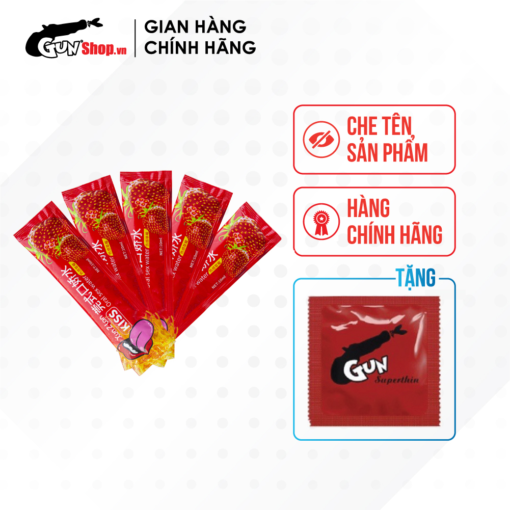 Bộ 5 gói nước súc miệng ấm nóng hương dâu Xun Z Lan Kiss Hot gói 10ml kèm 1 chiếc BCS Gunshop - 3353