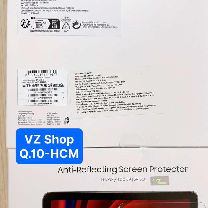 Chính hãng-Miếng dán bảo vệ màn hình Anti-Reflecting Screen Protector cho Samsung Galaxy Tab S9/S9+/S9 Ultra