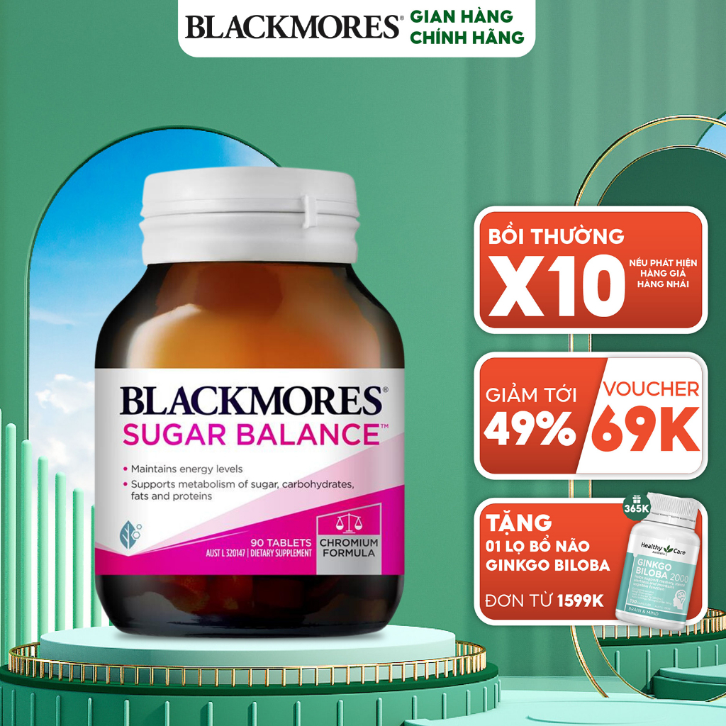 Viên uống cân bằng đường huyết dành cho người tiểu đường Sugar Balance Blackmores Úc 90 viên