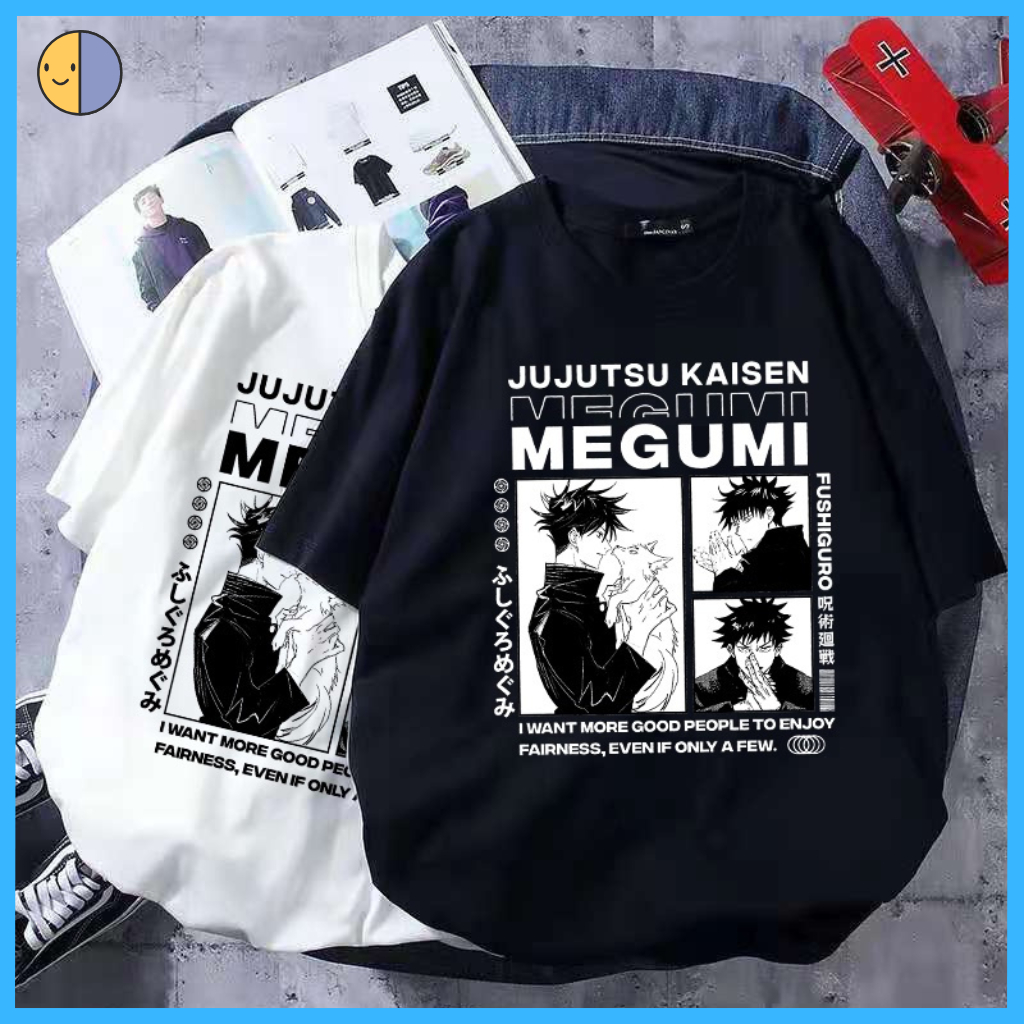 Áo thun Jujutsu Kaisen, Áo anime Megumi hình in cực ngầu, Chất liệu cotton co dãn 4 chiều thoáng mát