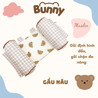Gối cố định đầu cho bé sơ sinh bunny gối định hình, gối chống bẹp, méo đầu, ôm chặn chống giật mình