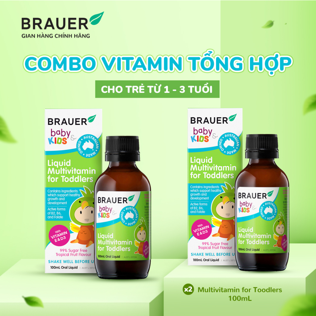 Combo 2 chai Toddler Brauer Vitamin tổng hợp cho trẻ từ 1-3 tuổi 100ml