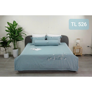 Bộ chăn ga ELan Hàn Quốc cao cấp cotton satin TL526 gồm: Ga phủ, chăn chần bông 4 mùa, 2 vỏ gối nằm, 1 vỏ gối ôm