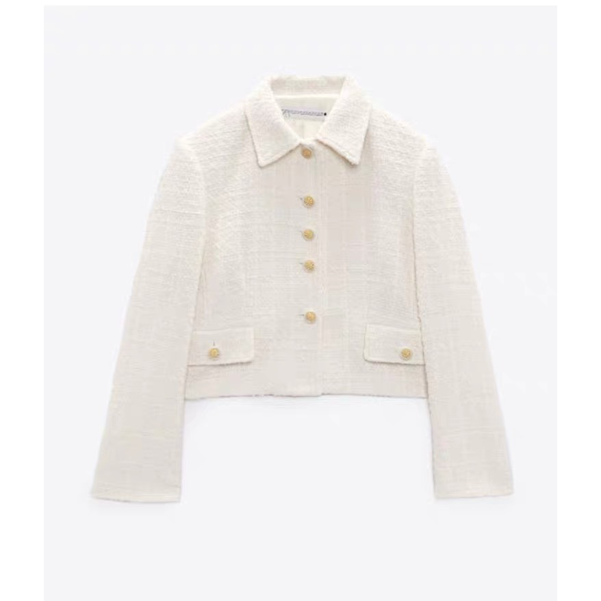 Áo dạ tweed xuất dư ZR dáng thường cho nữ
