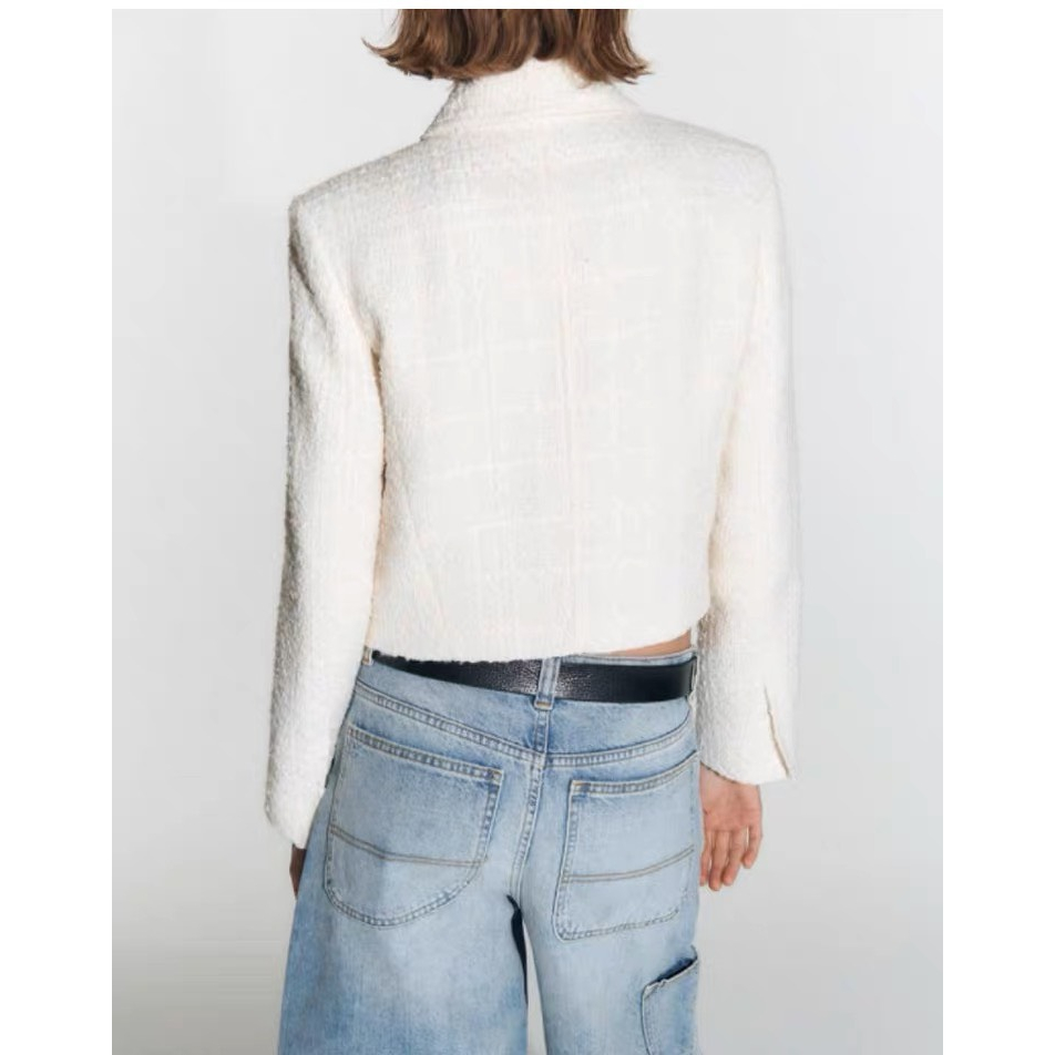 Áo dạ tweed xuất dư ZR dáng thường cho nữ