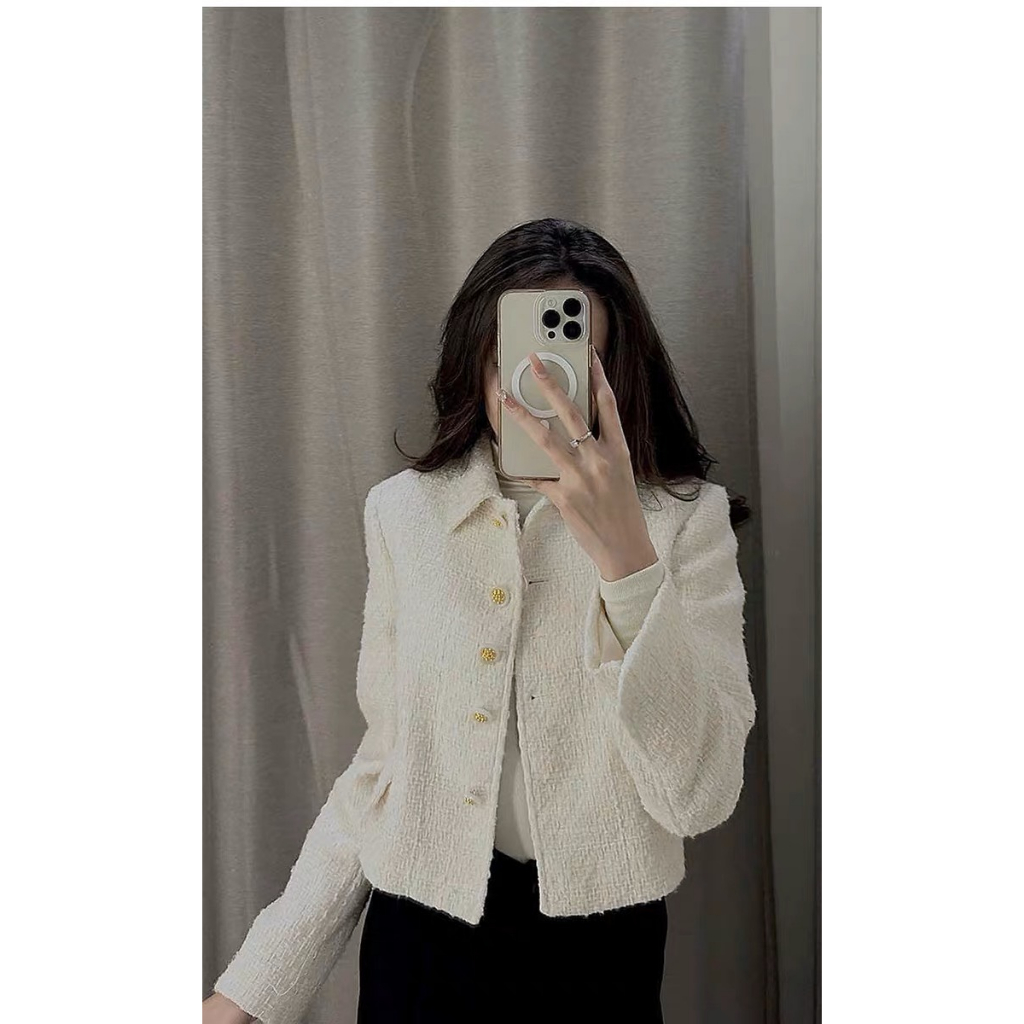 Áo dạ tweed xuất dư ZR dáng thường cho nữ