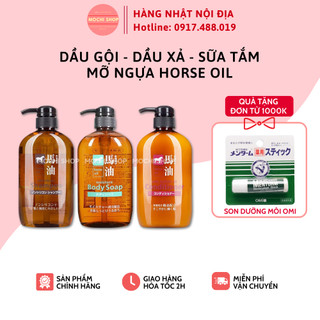 Dầu gội mỡ ngựa - Dầu xả & Sữa tắm chiết xuất mỡ ngựa Horse Oil 600ml Nhật Bản