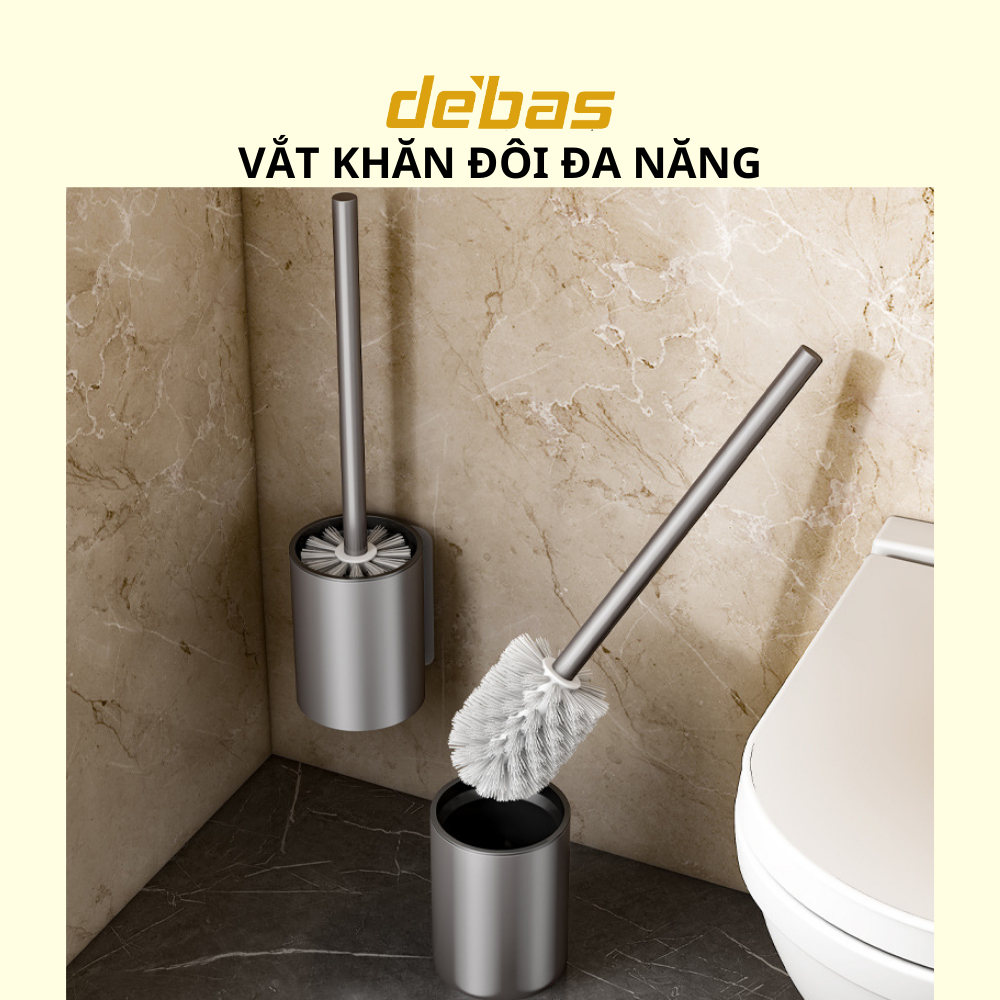 Bộ chổi cọ nhà tắm, toilet gắn tường chổi cọ bồn cầu đa năng lau sạch mọi ngóc ngách, vết bẩn tiện lợi DEBAS