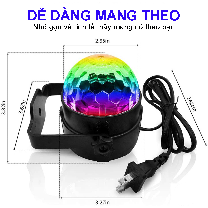 Đèn led xoay 7 màu cảm ứng theo nhạc trang trí tại gia đình, phòng karaoke, chất liệu cao cấp