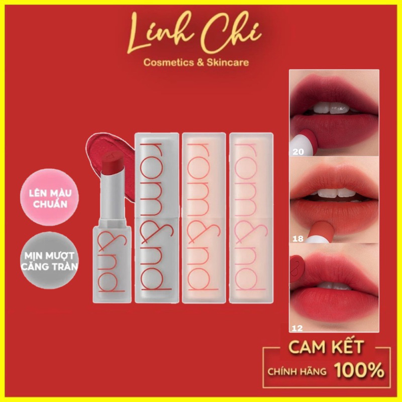 Son Thỏi Lì, Lên Màu Siêu Xinh Hàn Quốc Romand Zero Matte Lipstick